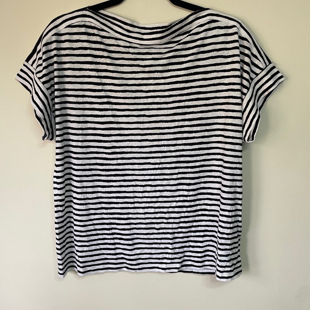 Lauren Ralph Lauren Striped Boat Neck Dolman Sleeve Top Black White Size‎ M